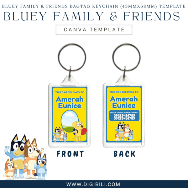 BLUEY FAMILY & FRIENDS BAGTAG KEYCHAIN (43mmx68mm) TEMPLATE - Image 12