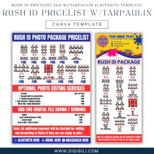 RUSH ID PHOTO PRICELIST (A4) W/ TARPAULIN (1.6ftX4ft) TEMPLATE