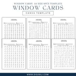 WINDOW CARDS (A4 SIZE) 6PCS TEMPLATE