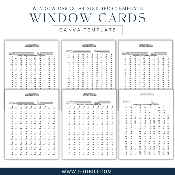 WINDOW CARDS (A4 SIZE) 6PCS TEMPLATE