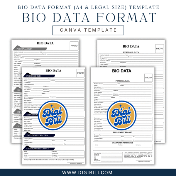 BIO DATA FORMAT A4 (8.27 x 11.69 in) & LONG (8.5 x 13 in) TEMPLATE - Image 2