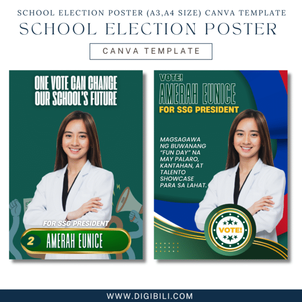 SCHOOL ELECTION POSTER 10 DESIGNS (A3,A4 SIZE) CANVA TEMPLATE - Image 2