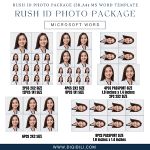 RUSH ID PHOTO PACKAGE (5R & A4) MICROSOFT WORD TEMPLATE