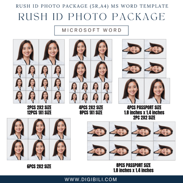 RUSH ID PHOTO PACKAGE (5R & A4) MICROSOFT WORD TEMPLATE