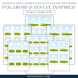 POLAROID & INSTAX INSPIRED & WALLET SIZE (A4 SIZE PHOTOPAPER) TEMPLATE