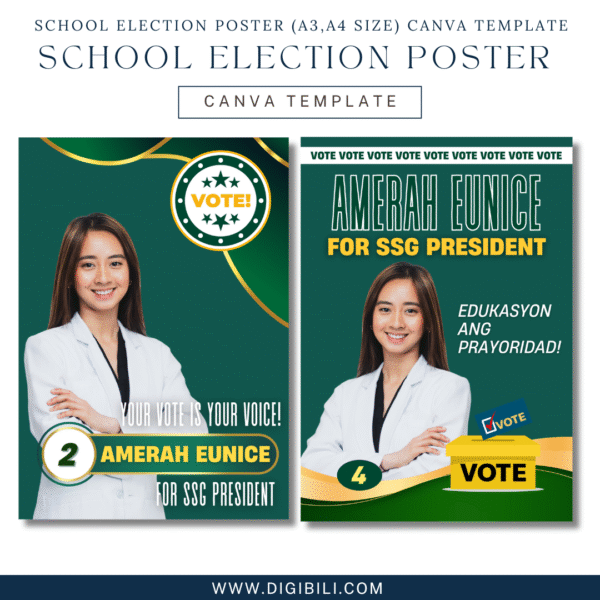 SCHOOL ELECTION POSTER 10 DESIGNS (A3,A4 SIZE) CANVA TEMPLATE - Image 3