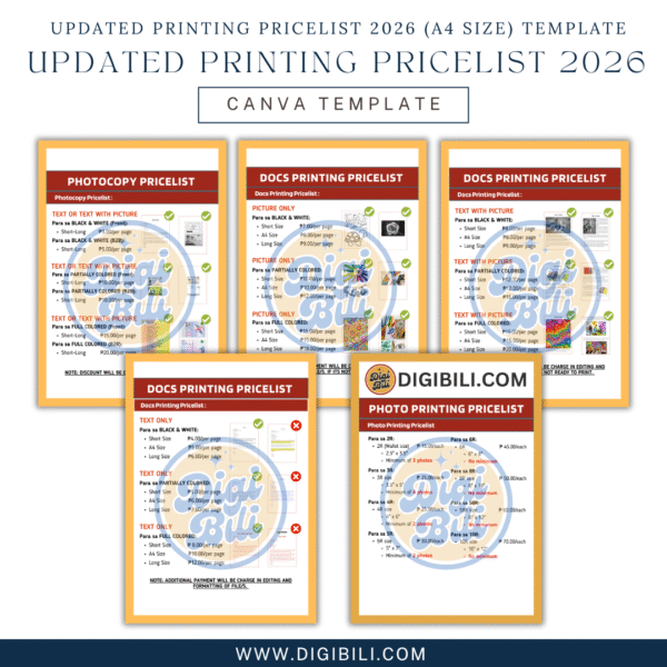 PRINTING PRICELIST 2025 (A4 SIZE) TEMPLATE - Image 2