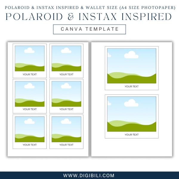 POLAROID & INSTAX INSPIRED & WALLET SIZE (A4 SIZE PHOTOPAPER) TEMPLATE - Image 2