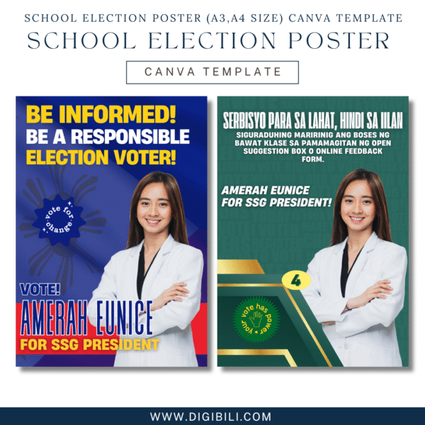 SCHOOL ELECTION POSTER 10 DESIGNS (A3,A4 SIZE) CANVA TEMPLATE - Image 4