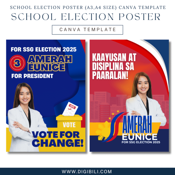 SCHOOL ELECTION POSTER 10 DESIGNS (A3,A4 SIZE) CANVA TEMPLATE - Image 5