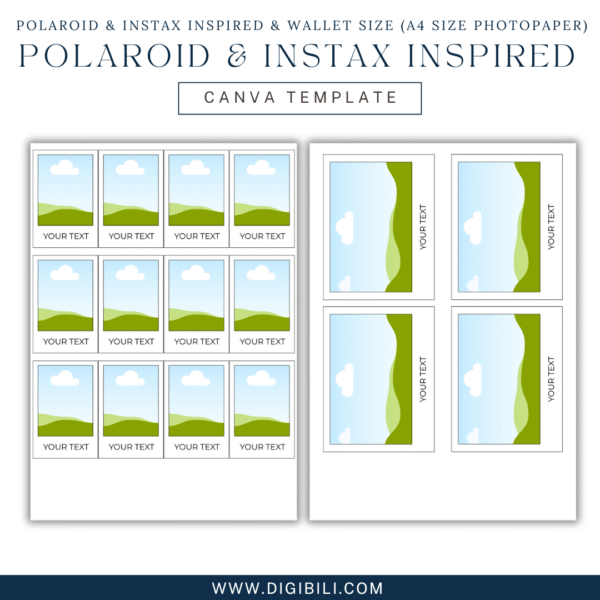 POLAROID & INSTAX INSPIRED & WALLET SIZE (A4 SIZE PHOTOPAPER) TEMPLATE - Image 4