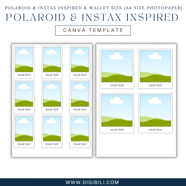 POLAROID & INSTAX INSPIRED & WALLET SIZE (A4 SIZE PHOTOPAPER) TEMPLATE - Image 5