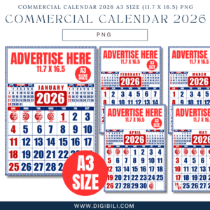 COMMERCIAL CALENDAR 2026 A3 SIZE (11.7 X 16.5) PNG