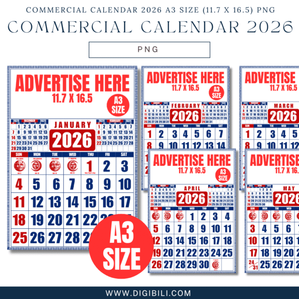 COMMERCIAL CALENDAR 2026 A3 SIZE (11.7 X 16.5) PNG