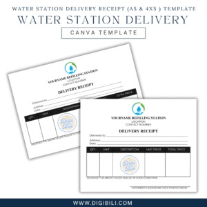 WATER STATION DELIVERY RECEIPT (A5 & 4X5 ) TEMPLATE