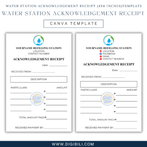 WATER STATION ACKNOWLEDGEMENT RECEIPT (4x6 INCHES)