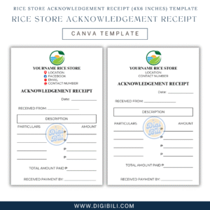 RICE STORE ACKNOWLEDGEMENT RECEIPT (4x6 INCHES) TEMPLATE