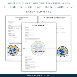 VIDEOKE RENT RECEIPT WITH TERMS & AGREEMENT (A4 SIZE) TEMPLATE