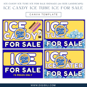 ICE CANDY ICE TUBE ICE FOR SALE SIGNAGE (A4 SIZE LANDSCAPE) TEMPLATE