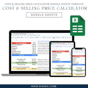 COST & SELLING PRICE CALCULATOR GOOGLE SHEETS TEMPLATE