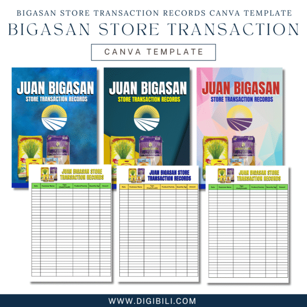 BIGASAN STORE TRANSACTION RECORDS CANVA TEMPLATE (PRINTABLE)