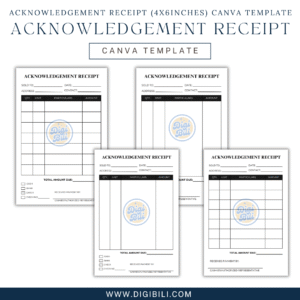 ACKNOWLEDGEMENT RECEIPT (4X6INCHES) CANVA TEMPLATE