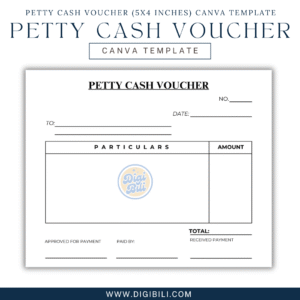 PETTY CASH VOUCHER (5X4 INCHES) CANVA TEMPLATE