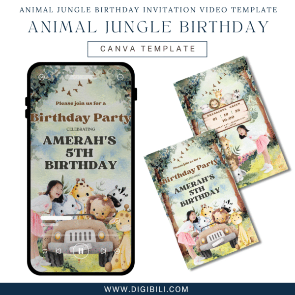ANIMAL JUNGLE BIRTHDAY INVITATION VIDEO TEMPLATE