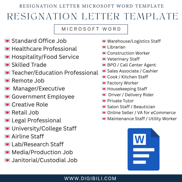 RESIGNATION LETTER MICROSOFT WORD TEMPLATE