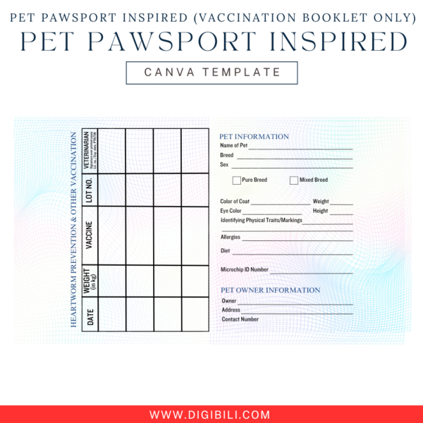 PET PAWSPORT INSPIRED VACCINATION BOOKET TEMPLATE - Image 3