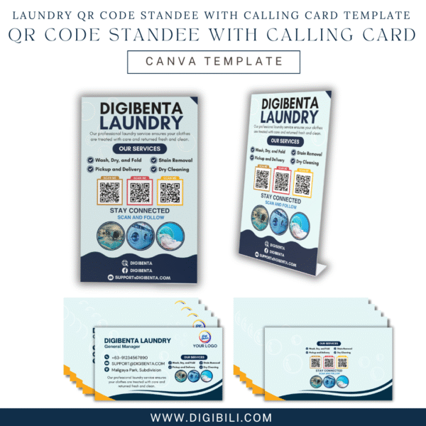 LAUNDRY QR CODE STANDEE WITH CALLING CARD 5 DESIGNS TEMPLATE - Image 4