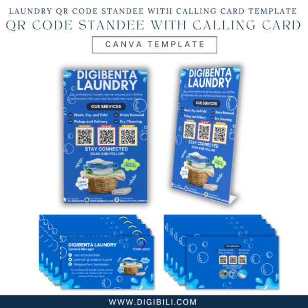 LAUNDRY QR CODE STANDEE WITH CALLING CARD 5 DESIGNS TEMPLATE - Image 6