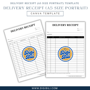 DELIVERY RECEIPT (A5 SIZE PORTRAIT) TEMPLATE