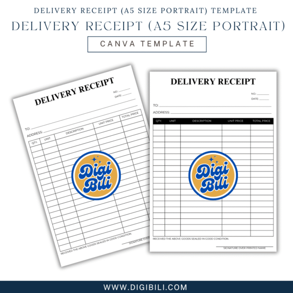 DELIVERY RECEIPT (A5 SIZE PORTRAIT) TEMPLATE