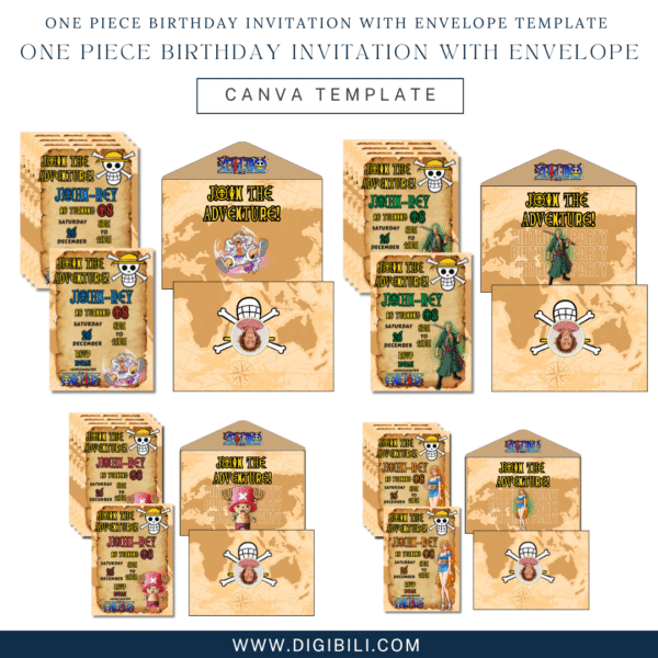 ONE PIECE BIRTHDAY INVITATION WITH ENVELOPE TEMPLATE - Image 2