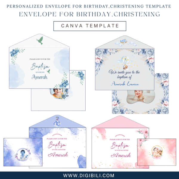 PERSONALIZED ENVELOPE FOR BIRTHDAY, CHRISTENING TEMPLATE