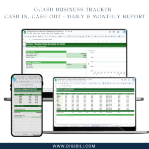 GCash Business Tracker | Cash In, Cash Out + Daily & Monthly Report | Google Sheets Template