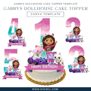 GABBY’S DOLLHOUSE CAKE TOPPER | CANVA TEMPLATE
