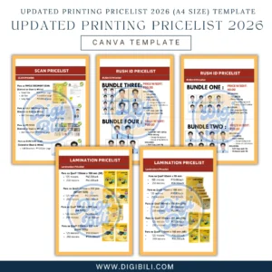 PRINTING PRICELIST 2026 (A4 SIZE) | CANVA TEMPLATE