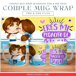 COUPLE MUG WRAP 10 DESIGNS | PNG & PSD FILES