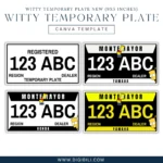 WITTY TEMPORARY MOTORCYCLE PLATE NEW (9×5 INCHES) | CANVA TEMPLATE