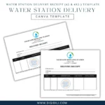 WATER STATION DELIVERY RECEIPT (A5 & 4X5 ) | CANVA TEMPLATE