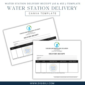 WATER STATION DELIVERY RECEIPT (A5 & 4X5 ) | CANVA TEMPLATE