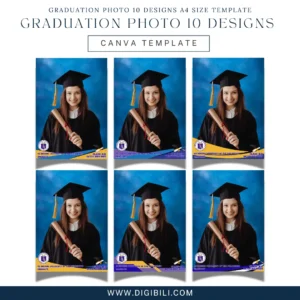 GRADUATION PHOTO 10 DESIGNS A4 SIZE | CANVA TEMPLATE