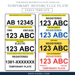 TEMPORARY MOTORCYCLE PLATE | CANVA TEMPLATE