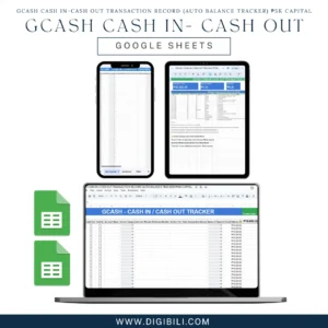 GCASH CASH IN-CASH OUT TRANSACTION RECORD (AUTO BALANCE TRACKER) ₱5K CAPITAL | GOOGLE SHEETS TEMPLATE