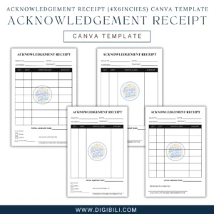 ACKNOWLEDGEMENT RECEIPT (4X6INCHES) | CANVA TEMPLATE