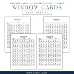 WINDOW CARDS (A4 SIZE) 4PCS | PNG READY TO PRINT