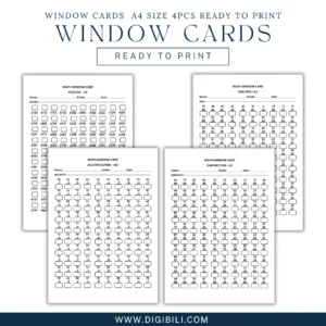 WINDOW CARDS (A4 SIZE) 4PCS | PNG READY TO PRINT
