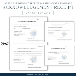 ACKNOWLEDGEMENT RECEIPT (A4 SIZE) | CANVA TEMPLATE